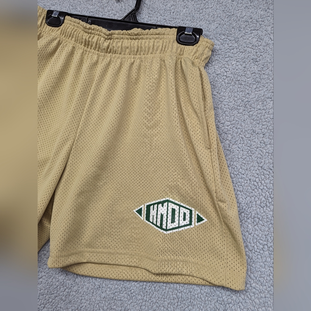 HMDD Shorts Mens Large Happy Memories Don't Die Los Angeles Cali Tan Beige USA - Picture 4 of 14